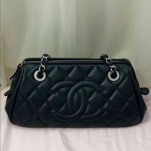 Chanel black leather caviar bag